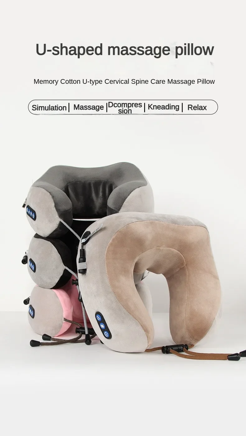 Rechargeable Neck Massager U shaped Pillow Multifunctional Portable Shoulder Cervical Massager Outdoor Home Car Relaxing Massage - Image 19