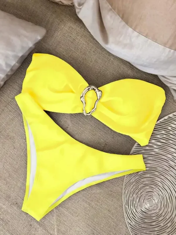 UETEEY 2025 New Summer Swimwear Bikini Set Sexy Solid Strapless Bikini 2 Piece Set Women Split Swimsuit Low Waist Beach Bikini - Image 7