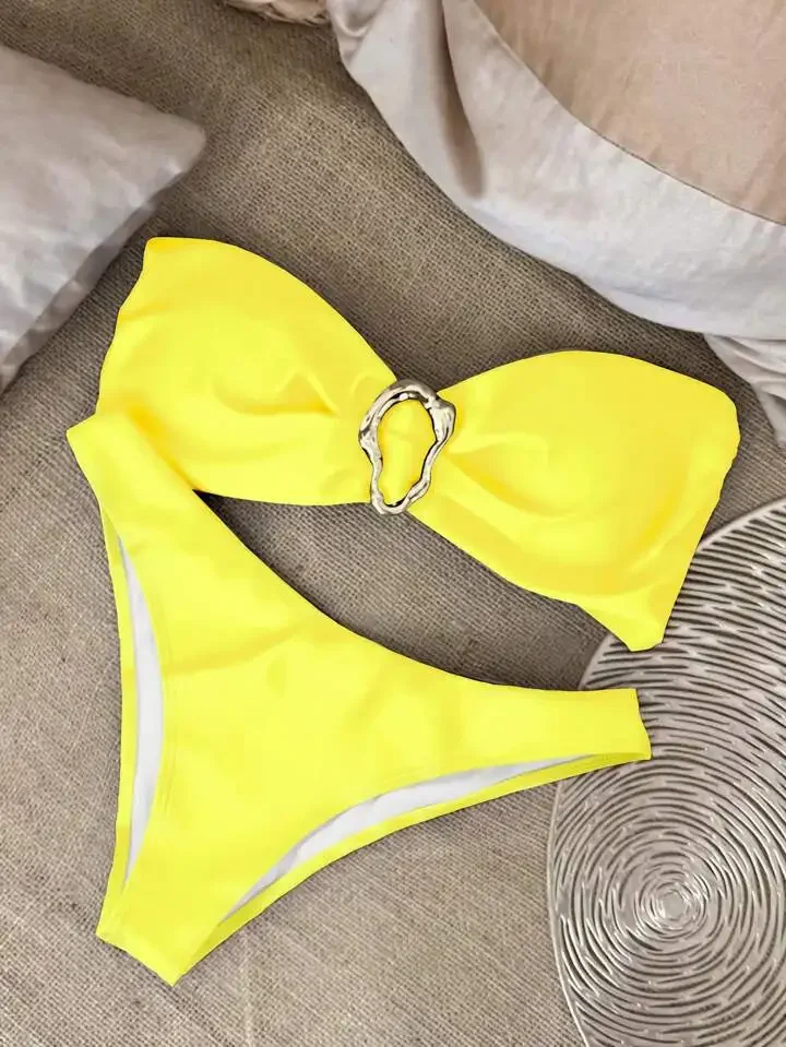 UETEEY 2025 New Summer Swimwear Bikini Set Sexy Solid Strapless Bikini 2 Piece Set Women Split Swimsuit Low Waist Beach Bikini - Image 7