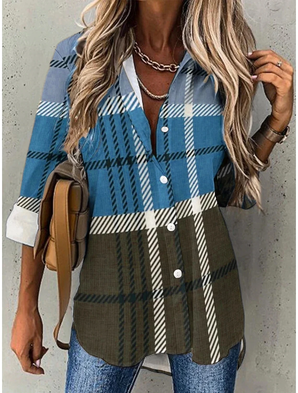 Street Fashion Blue and White Striped Shirt Women Irregular Long-Sleeved Oversized Smock 2024 Spring Loose Plaid Top Tide - Image 11