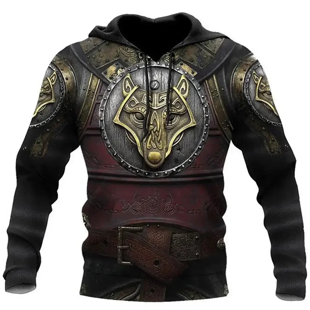 2023 New Autumn Men's Hoodie Wolf Print 3D Sweatshirts Urban Trendy All-Match Oversized Tops Poleron Hooded Clothes Men Clothing - Image 3