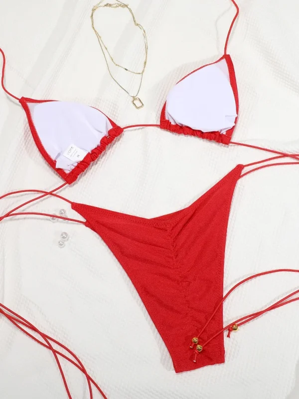 ZRTAK Sexy Swimsuit Women Triangle Bikinis Swimwear High Cut Bathing Suit Push Up Biquinis Solid Tie Bikini Sets - Image 13