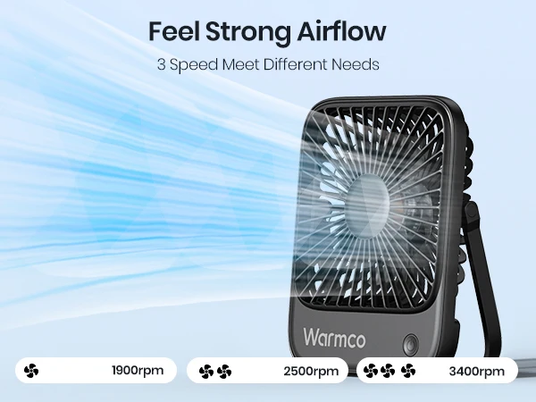Warmco Mini USB Desk Fans Portable USB-C Desktop Cooling Fan 3-Speed Adjustable 180° Rotation Quiet Small Personal Fan for Home - Image 12