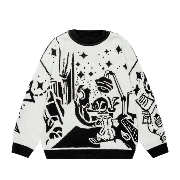 Oversized Sweaters Men Women Harajuku Anime Girl Graffiti Vintage Knitted Sweater lo-fi Winter Unisex Cotton Pullover Streetwear - Image 23