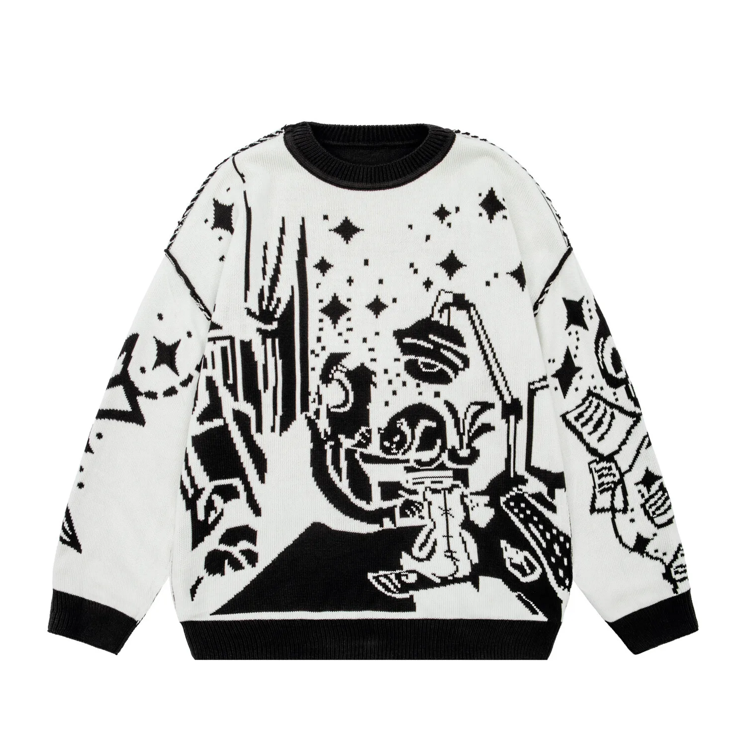 Oversized Sweaters Men Women Harajuku Anime Girl Graffiti Vintage Knitted Sweater lo-fi Winter Unisex Cotton Pullover Streetwear - Image 23