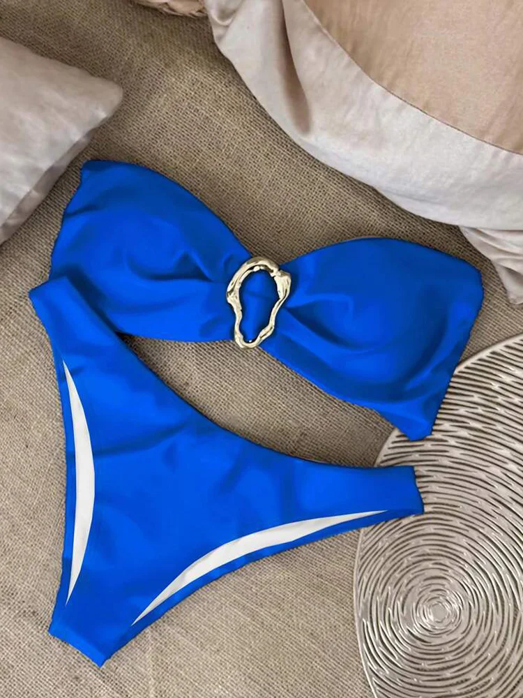 UETEEY 2025 New Summer Swimwear Bikini Set Sexy Solid Strapless Bikini 2 Piece Set Women Split Swimsuit Low Waist Beach Bikini - Image 14