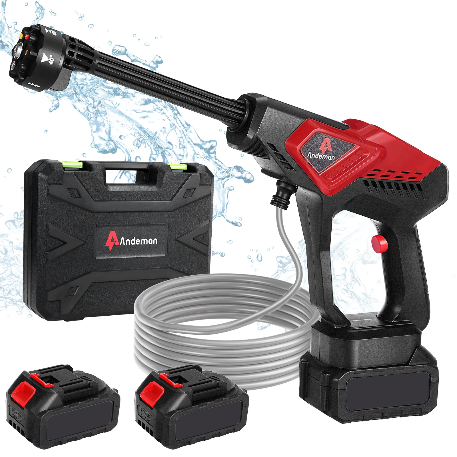 6-in-1 2X1.5AH Battery Cordless Car Washer 10 cells battery Spray Water Gun 2 Battery Washing Cleaning Machine - Image 9