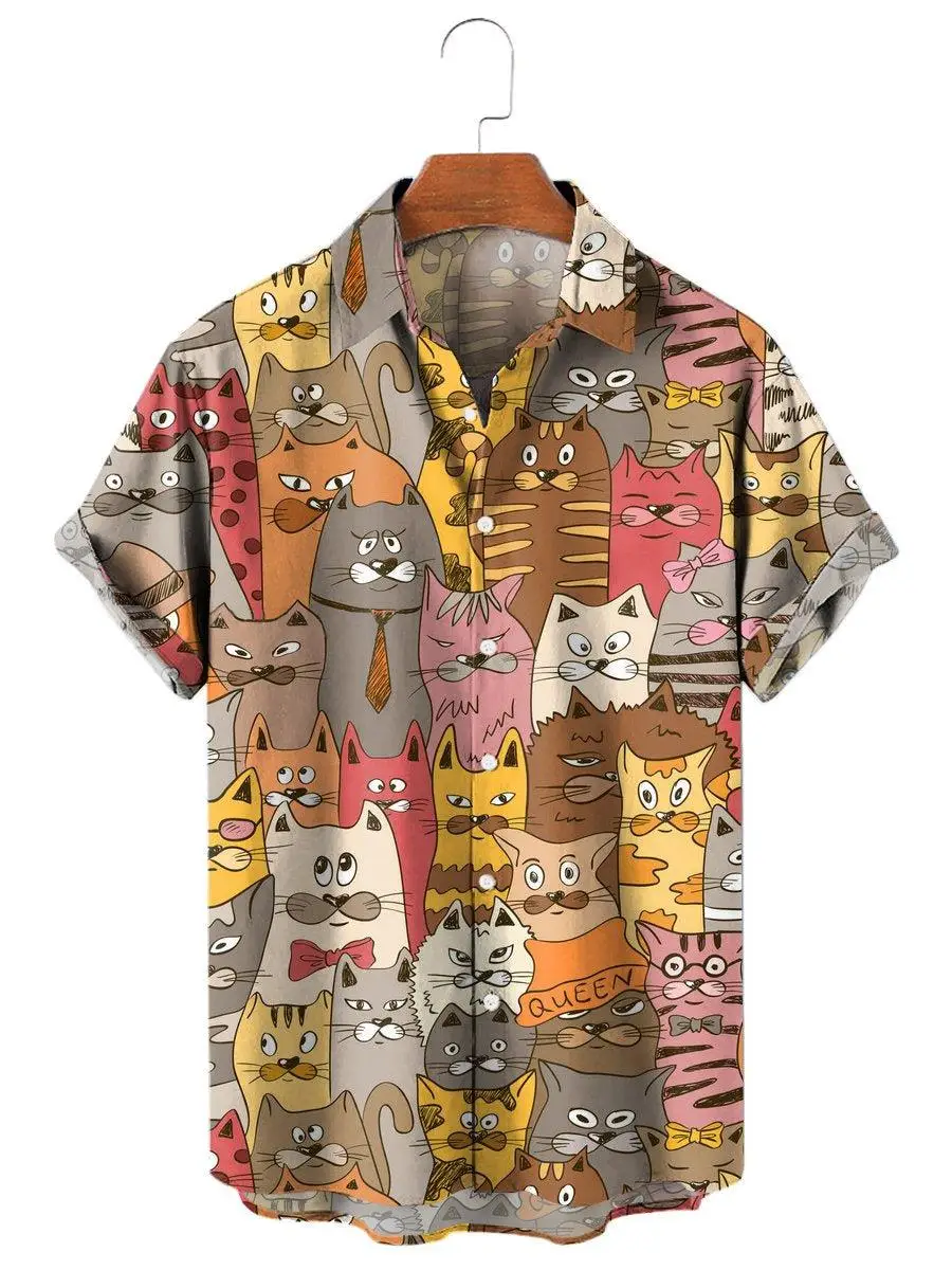 Summer Men's Hawaiian Short Sleeve Printed Shirts Loose Fitting Oversized Social Cartoon Pictures Floral Casual Fashion Clothing - Image 2