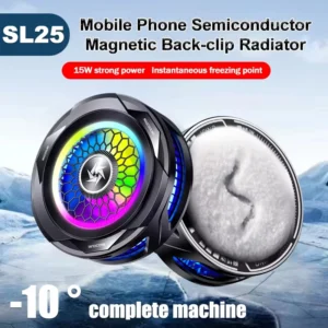 SL25 Mobile Phone Semiconductor Fan Radiator Magnetic/Back-clip 2 IN 1 Heat Sink 15W Strong Cooling Game Cooler for IOS Android