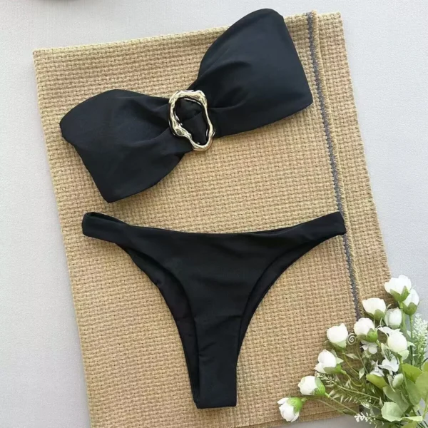 UETEEY 2025 New Summer Swimwear Bikini Set Sexy Solid Strapless Bikini 2 Piece Set Women Split Swimsuit Low Waist Beach Bikini - Image 21