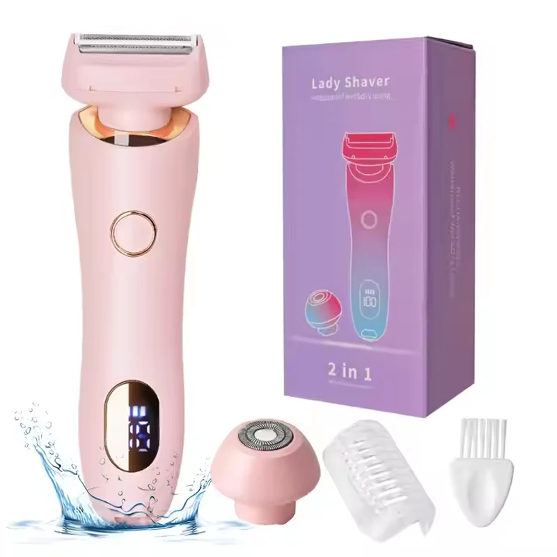 Professional 2 in 1 Wet Dry Electric Waterproof Razor Hair Removal Lady Shaver Trimmer for Bikini Leg Arm Underarm Area
