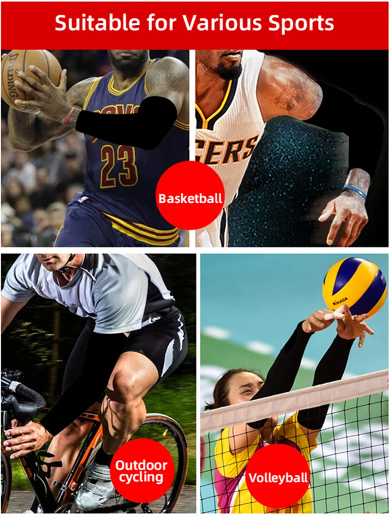 1 Pair Sports Arm Cover Outdoor Essentials UV Sun Protection Compression Black Guard Men Women Basketball Golf Cooling Sleeve - Image 13