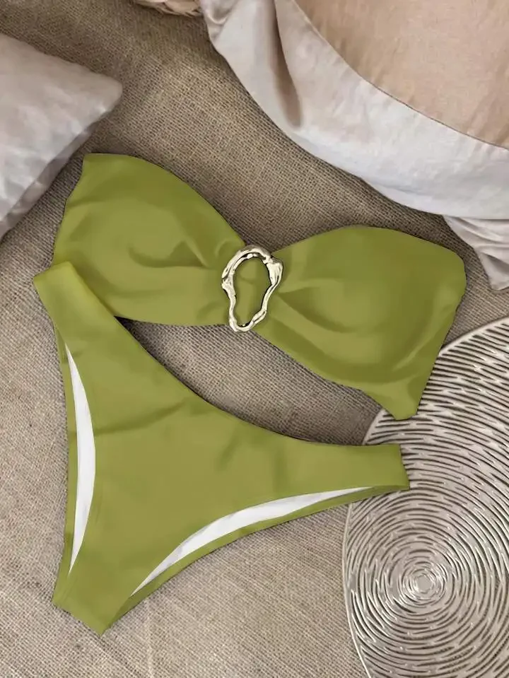 UETEEY 2025 New Summer Swimwear Bikini Set Sexy Solid Strapless Bikini 2 Piece Set Women Split Swimsuit Low Waist Beach Bikini - Image 8