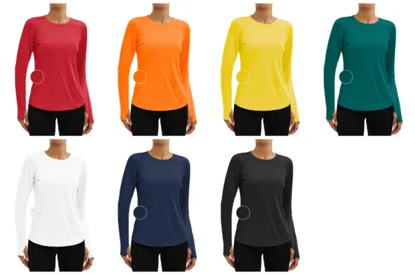 TACVASEN UPF80+ Long Sleeve Crewneck T-shirts Womens Outdoor Basic Tops Sun Protection Zipper Pocket Breathable Lightweight Tees - Image 26