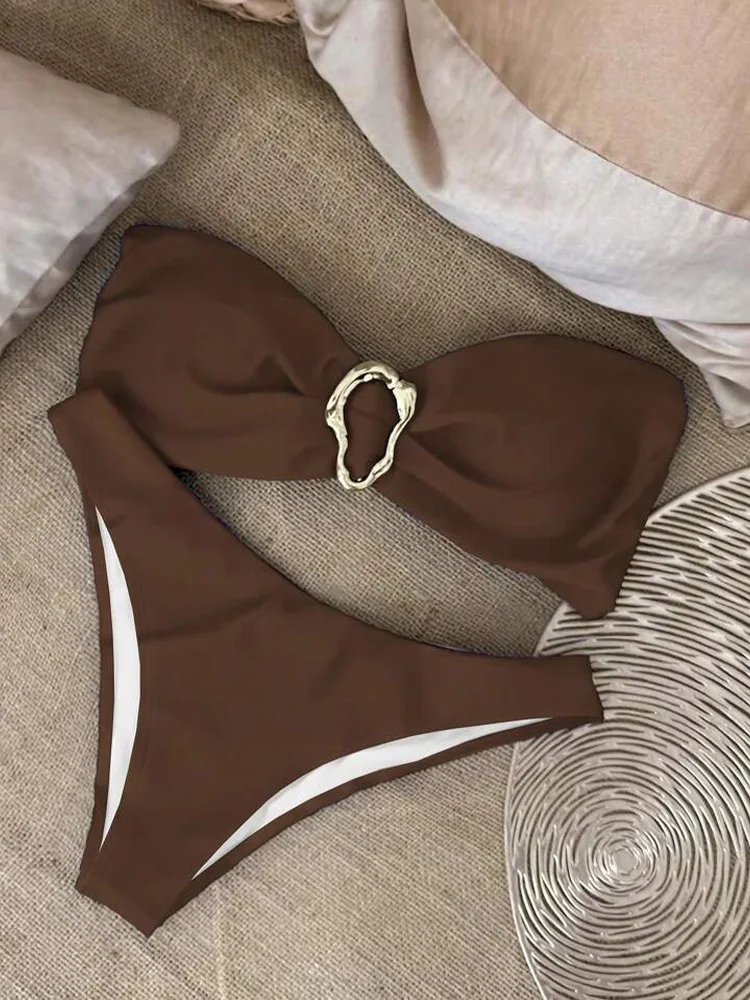 UETEEY 2025 New Summer Swimwear Bikini Set Sexy Solid Strapless Bikini 2 Piece Set Women Split Swimsuit Low Waist Beach Bikini - Image 16