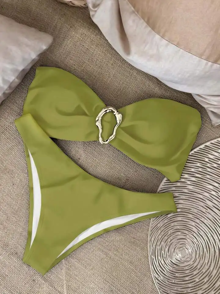 UETEEY 2025 New Summer Swimwear Bikini Set Sexy Solid Strapless Bikini 2 Piece Set Women Split Swimsuit Low Waist Beach Bikini - Image 29