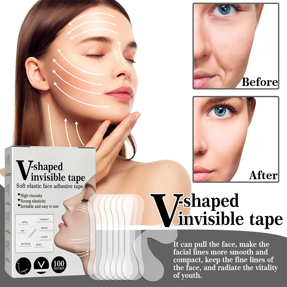 100Pcs Face Lift Invisible Tapes for Face V Line Eyes Lifting Wrinkle Remover Tighten Chin Tape V-Shaped Facial Skin Care Tool - Image 10