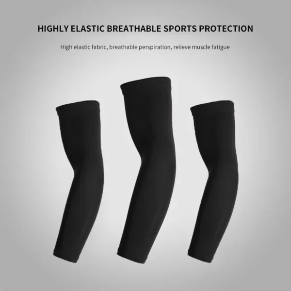 1 Pair Sports Arm Cover Outdoor Essentials UV Sun Protection Compression Black Guard Men Women Basketball Golf Cooling Sleeve - Image 2