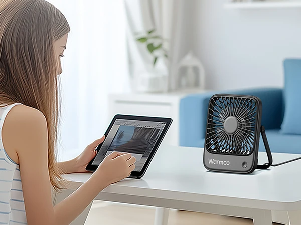 Warmco Mini USB Desk Fans Portable USB-C Desktop Cooling Fan 3-Speed Adjustable 180° Rotation Quiet Small Personal Fan for Home - Image 13