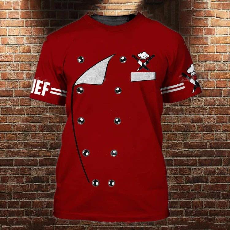 Summer Men's T-shirt Summer Short Sleeve Kitchen Items Printed Chef Clothes Round Neck Oversized Men's Clothing Street Tops Tees - Image 17