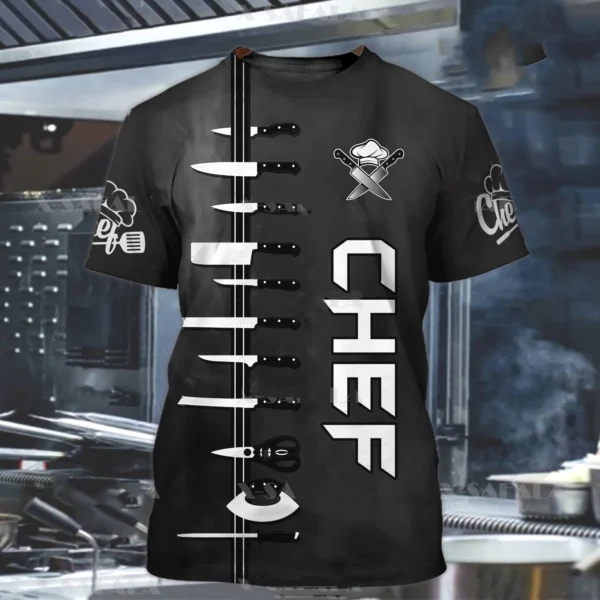 Summer Men's T-shirt Summer Short Sleeve Kitchen Items Printed Chef Clothes Round Neck Oversized Men's Clothing Street Tops Tees - Image 22