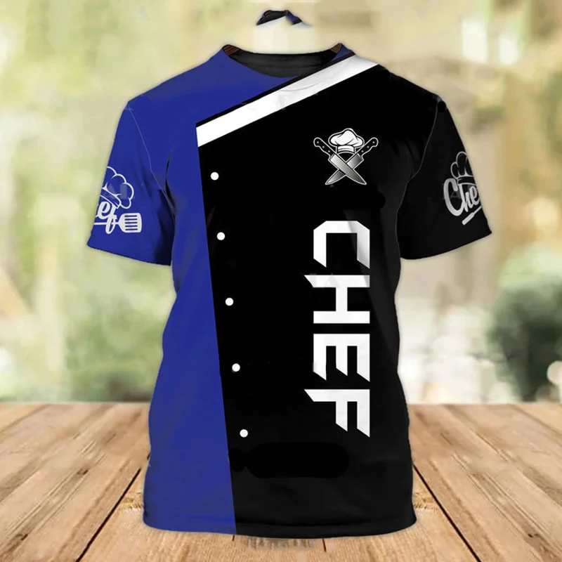 Summer Men's T-shirt Summer Short Sleeve Kitchen Items Printed Chef Clothes Round Neck Oversized Men's Clothing Street Tops Tees - Image 26