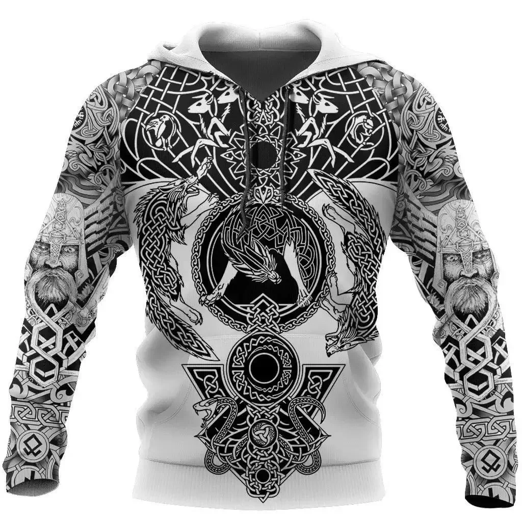 2023 New Autumn Men's Hoodie Wolf Print 3D Sweatshirts Urban Trendy All-Match Oversized Tops Poleron Hooded Clothes Men Clothing - Image 20