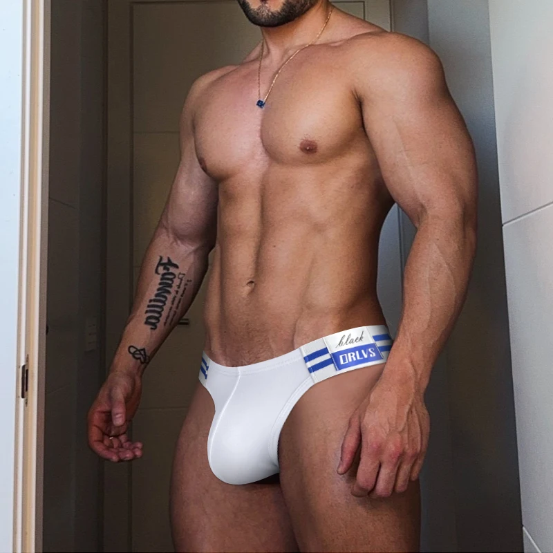 1/2/3/4 PCS Summer Hot Item Men's Briefs High Fork Triangle Pants Cotton Fabric Bikini Sea Blue Striped Elastic Band Underwear - Image 3