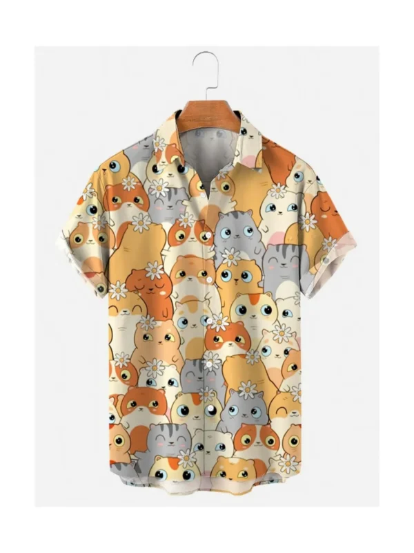 Summer Men's Hawaiian Short Sleeve Printed Shirts Loose Fitting Oversized Social Cartoon Pictures Floral Casual Fashion Clothing - Image 4