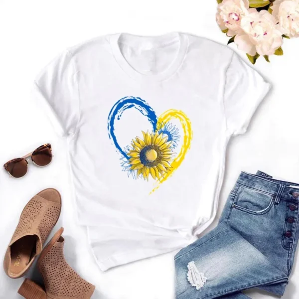 Ukraine Flag Sunflower Vintage Ukrainian Ukraine Print Women Graphic T Shirt Summer Casual Oversized T Shirt - Image 3