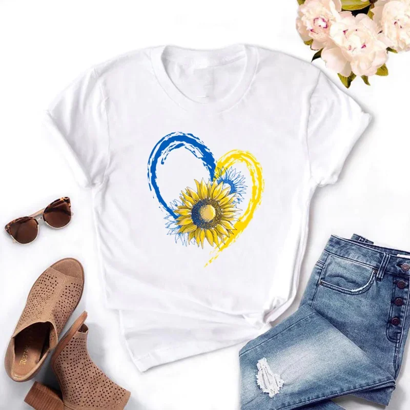 Ukraine Flag Sunflower Vintage Ukrainian Ukraine Print Women Graphic T Shirt Summer Casual Oversized T Shirt - Image 3
