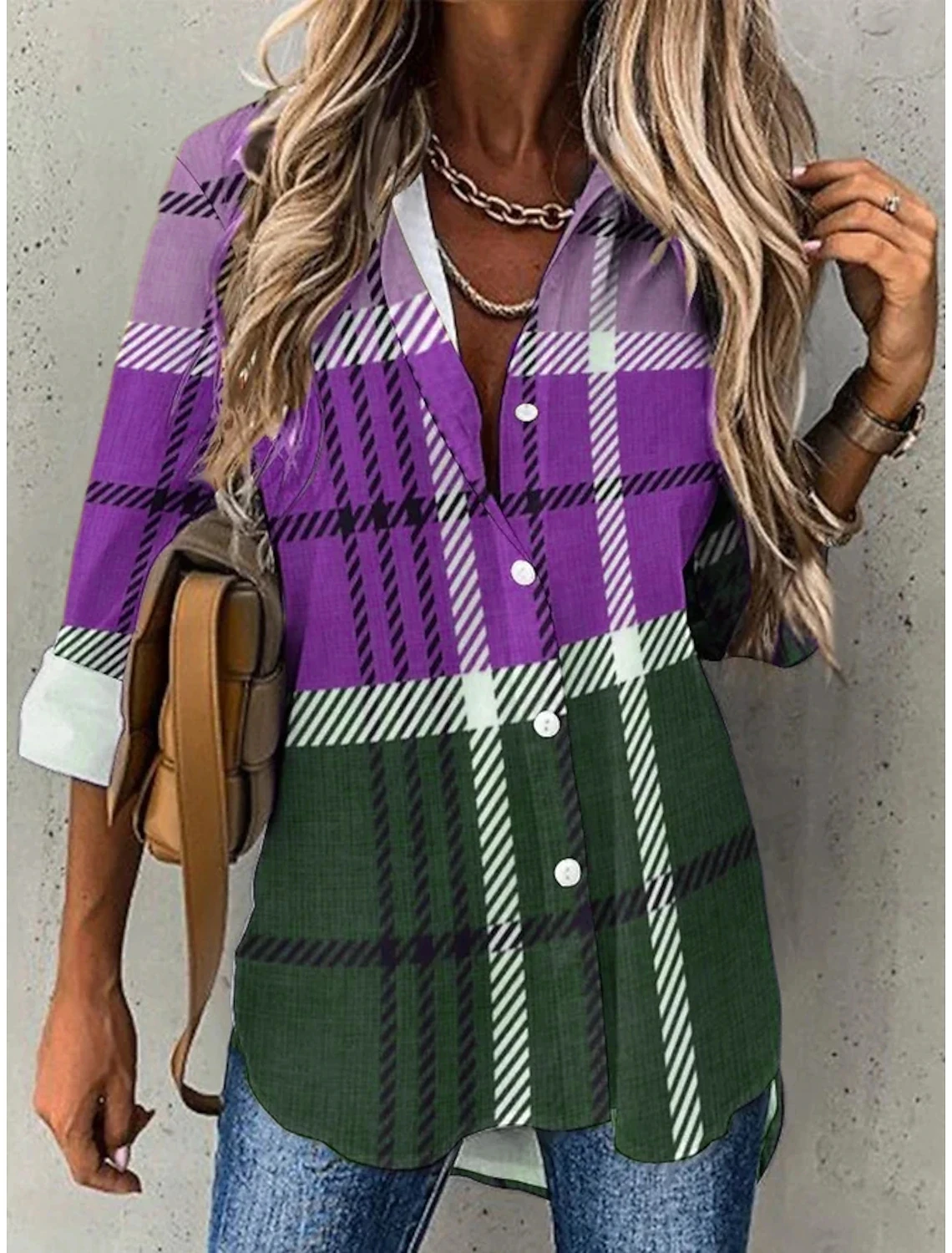 Street Fashion Blue and White Striped Shirt Women Irregular Long-Sleeved Oversized Smock 2024 Spring Loose Plaid Top Tide - Image 8