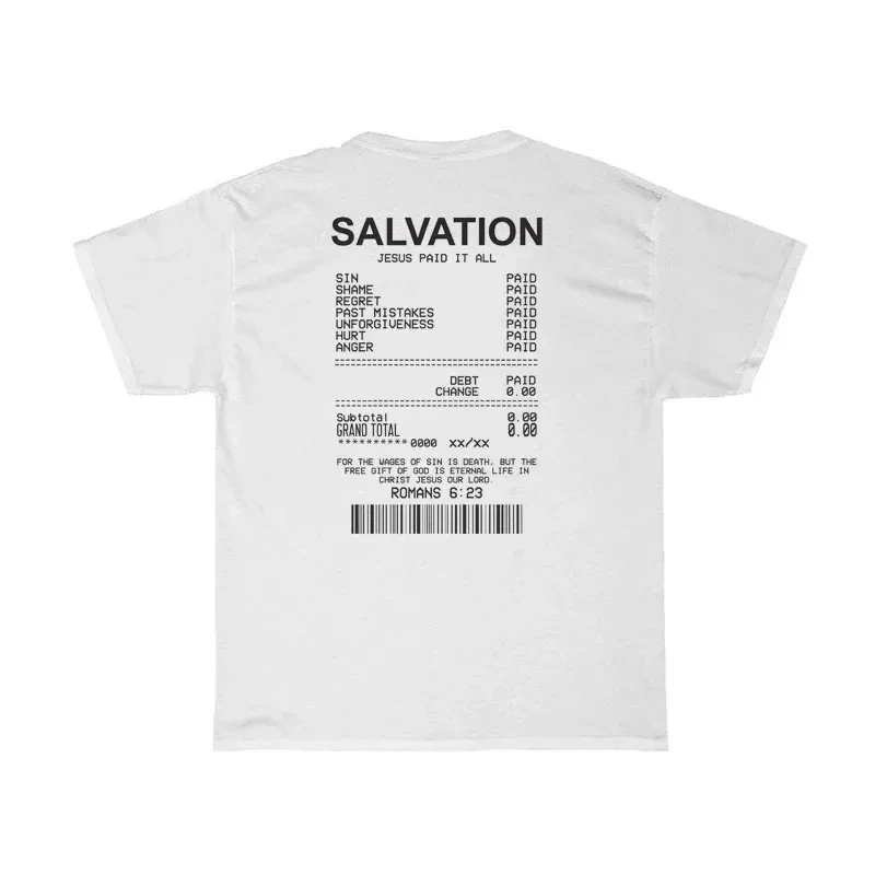 Women Salvation Back Print Bible Verse T-Shirts Oversized Funny Streetwear Christian Cotton T Shirts Jesus Faith Tees Tops - Image 3