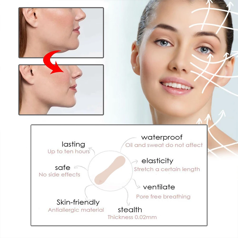 100Pcs Face Lift Invisible Tapes for Face V Line Eyes Lifting Wrinkle Remover Tighten Chin Tape V-Shaped Facial Skin Care Tool - Image 2