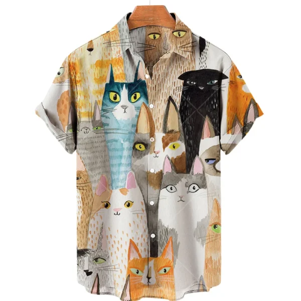 Summer Men's Hawaiian Short Sleeve Printed Shirts Loose Fitting Oversized Social Cartoon Pictures Floral Casual Fashion Clothing - Image 9