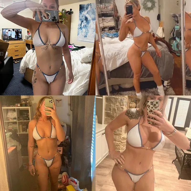 2024 Women Swimsuit Halter Bath Suit Two Pieces Bikini Set Femme Beachwear Summer Bathing Suit String Adjust Thong Triangle Cup - Image 13