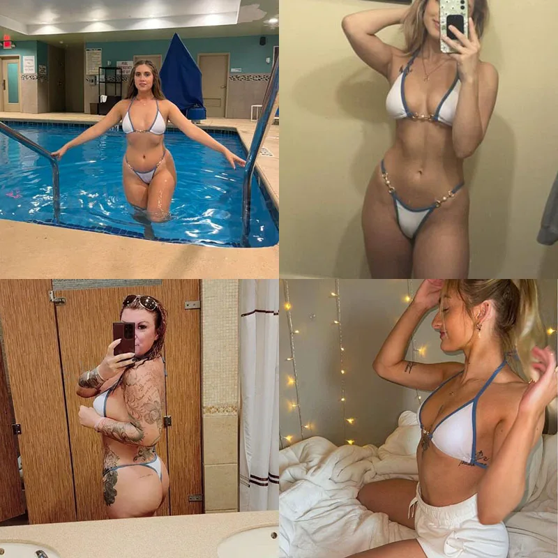 2024 Women Swimsuit Halter Bath Suit Two Pieces Bikini Set Femme Beachwear Summer Bathing Suit String Adjust Thong Triangle Cup - Image 12