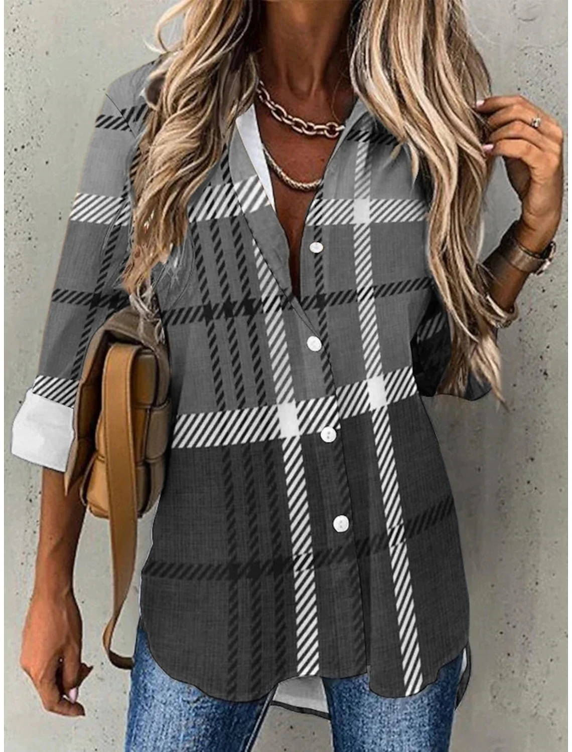 Street Fashion Blue and White Striped Shirt Women Irregular Long-Sleeved Oversized Smock 2024 Spring Loose Plaid Top Tide - Image 7