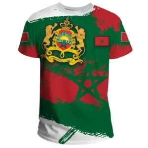 Morocco National Emblem Flag T-Shirts 3D Print Men Woman Short Sleeve T Shirt Oversized Harajuku Tops Tees Kids Unisex Clothing