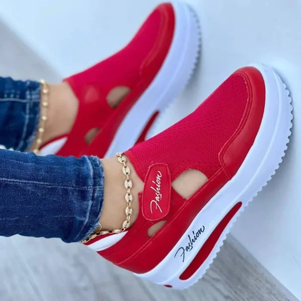 Red Sneakers Women Shoes Woman Tennis Shoes Canvas Shoe Female Casual Shoes Ladies Sport Shoes Platform Sneaker Hollow Out Shoes - Image 11