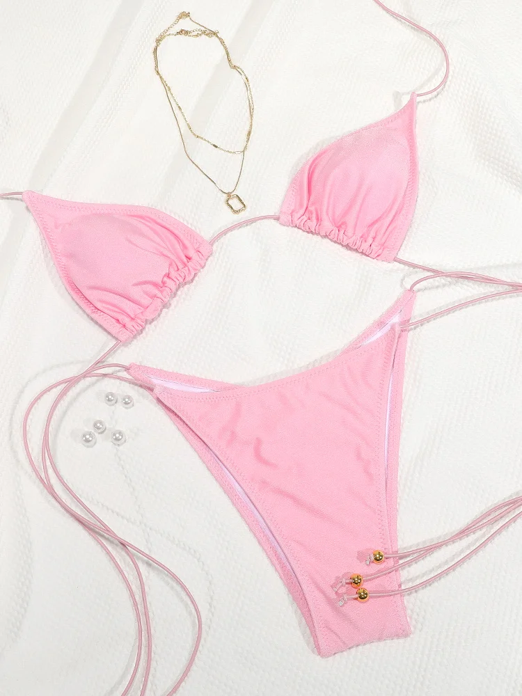 ZRTAK Sexy Swimsuit Women Triangle Bikinis Swimwear High Cut Bathing Suit Push Up Biquinis Solid Tie Bikini Sets - Image 3