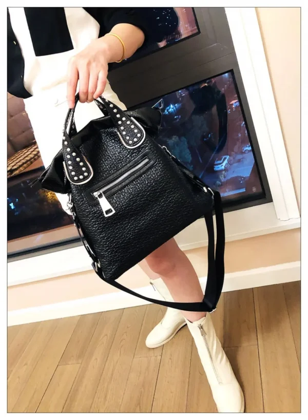 Women Fashion Genuine Leather Large Capacity Handbags 2022 New Oversized Rivet Work Silver Shoulder Bags Woman Luxury Brand Tote - Image 14