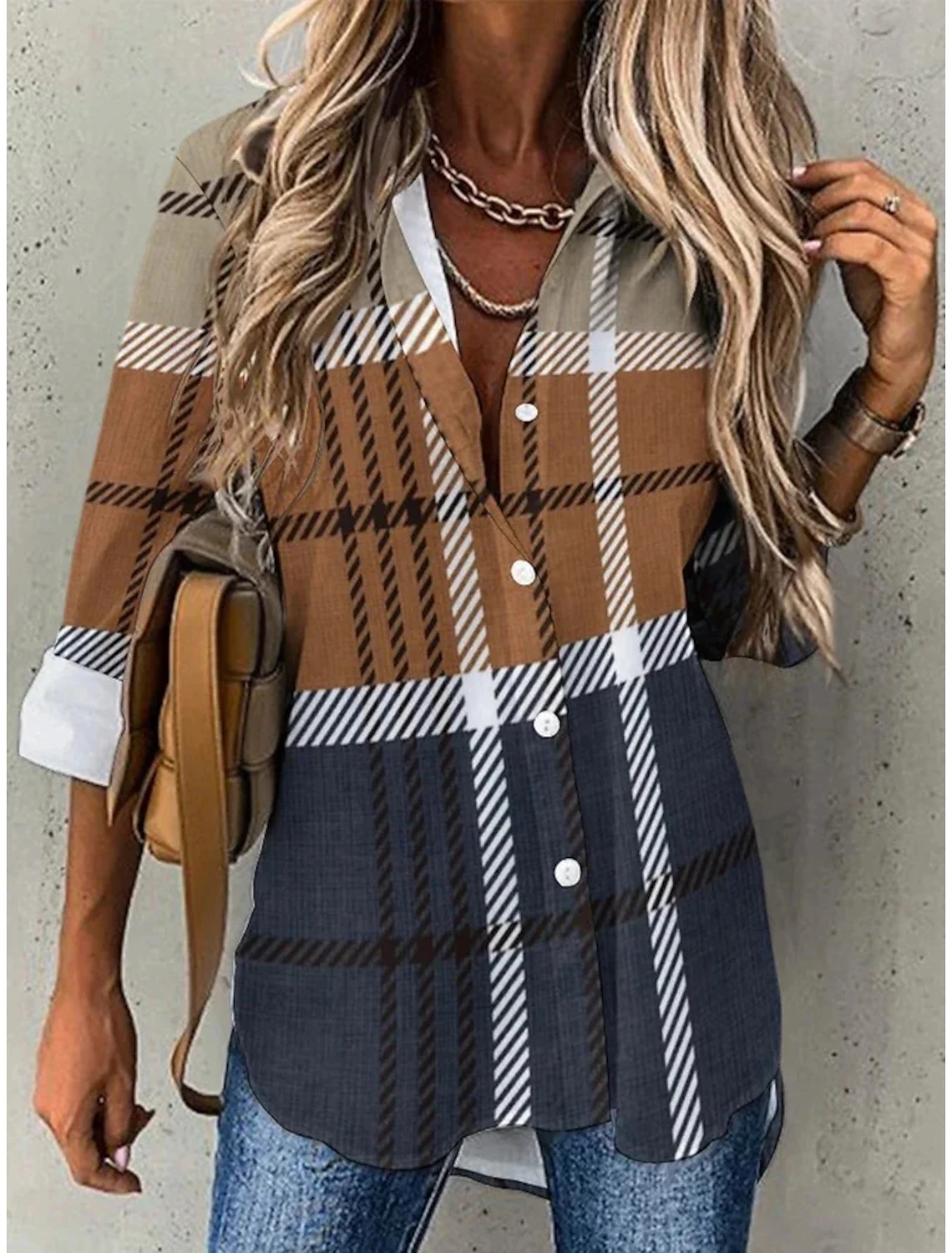 Street Fashion Blue and White Striped Shirt Women Irregular Long-Sleeved Oversized Smock 2024 Spring Loose Plaid Top Tide - Image 3