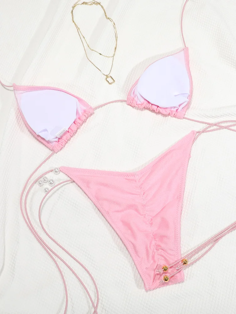 ZRTAK Sexy Swimsuit Women Triangle Bikinis Swimwear High Cut Bathing Suit Push Up Biquinis Solid Tie Bikini Sets - Image 10