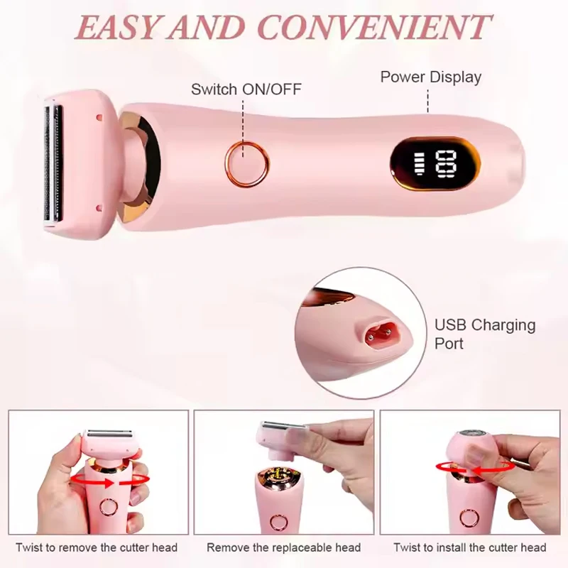 Professional 2 in 1 Wet Dry Electric Waterproof Razor Hair Removal Lady Shaver Trimmer for Bikini Leg Arm Underarm Area - Image 6