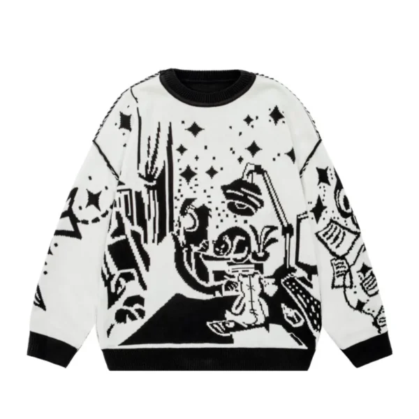 Oversized Sweaters Men Women Harajuku Anime Girl Graffiti Vintage Knitted Sweater lo-fi Winter Unisex Cotton Pullover Streetwear - Image 7