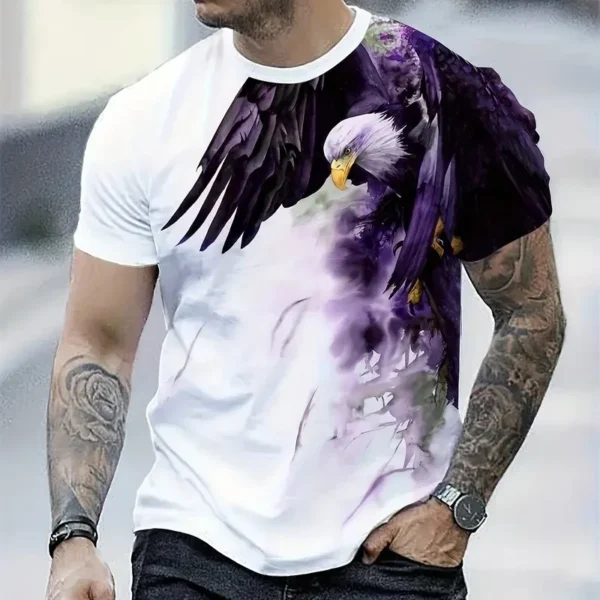 Retro T-Shirt For Men Eagle 3D Print Short Sleeve Tees Summer Casual Quick Dry Loose Oversized T-Shirt Men   Streetwear - Image 2