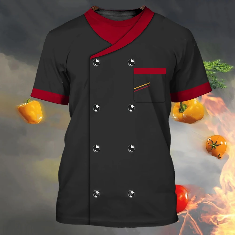 Summer Men's T-shirt Summer Short Sleeve Kitchen Items Printed Chef Clothes Round Neck Oversized Men's Clothing Street Tops Tees - Image 7