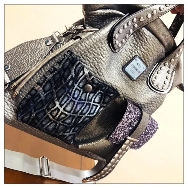 Women Fashion Genuine Leather Large Capacity Handbags 2022 New Oversized Rivet Work Silver Shoulder Bags Woman Luxury Brand Tote - Image 18