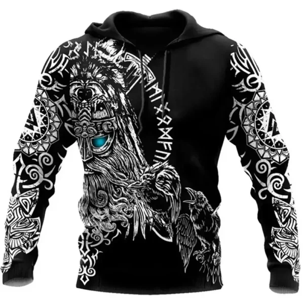 2023 New Autumn Men's Hoodie Wolf Print 3D Sweatshirts Urban Trendy All-Match Oversized Tops Poleron Hooded Clothes Men Clothing - Image 22